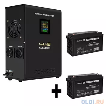 Комплект ИБП EX296001RUS + батарея 120Aч EX282988RUS 2шт (инвертор, синус, для котла, настенный) ExeGate FineSine SX-2000.LCD.AVR.2SH <2000VA/1400W