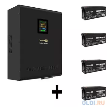 Комплект ИБП EX296003RUS + батарея 200Aч EX282991RUS 4шт (инвертор, синус, для котла, настенный) ExeGate FineSine SX-3000.LCD.AVR.2SH.T <3000VA/210