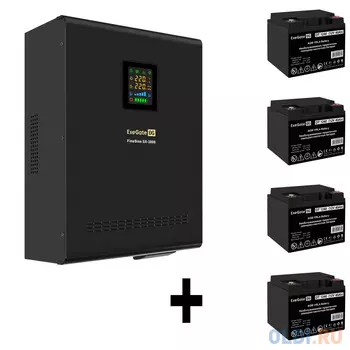 Комплект ИБП EX296003RUS + батарея 40Aч EX282976RUS 4шт (инвертор, синус, для котла, настенный) ExeGate FineSine SX-3000.LCD.AVR.2SH.T <3000VA/2100