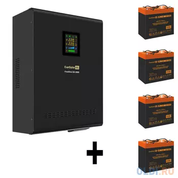 Комплект ИБП EX296003RUS + батарея 55Aч EX285652RUS 4шт (инвертор, синус, для котла, настенный) ExeGate FineSine SX-3000.LCD.AVR.2SH.T <3000VA/2100