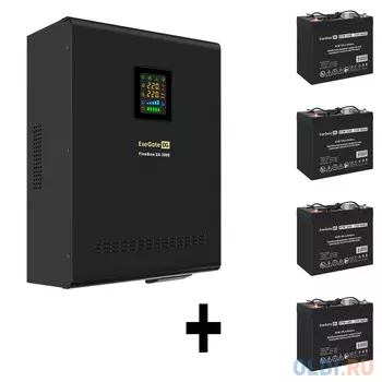Комплект ИБП EX296003RUS + батарея 55Aч EX285667RUS 4шт (инвертор, синус, для котла, настенный) ExeGate FineSine SX-3000.LCD.AVR.2SH.T <3000VA/2100