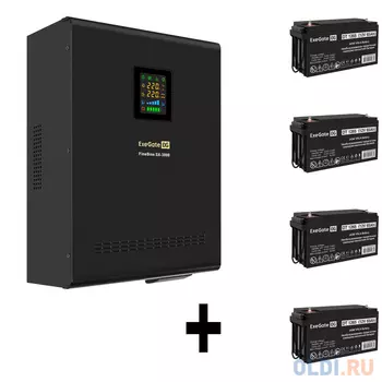 Комплект ИБП EX296003RUS + батарея 65Aч EX282980RUS 4шт (инвертор, синус, для котла, настенный) ExeGate FineSine SX-3000.LCD.AVR.2SH.T <3000VA/2100