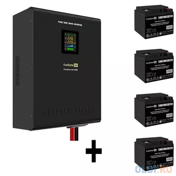 Комплект ИБП EX296004RUS + батарея 40Aч EX282976RUS 4шт (инвертор, синус, для котла, настенный) ExeGate FineSine SX-5000.LCD.AVR.2SH.T <5000VA/3500
