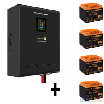 Комплект ИБП EX296004RUS + батарея 40Aч EX282979RUS 4шт (инвертор, синус, для котла, настенный) ExeGate FineSine SX-5000.LCD.AVR.2SH.T <5000VA/3500