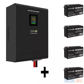 Комплект ИБП EX296004RUS + батарея 65Aч EX282980RUS 4шт (инвертор, синус, для котла, настенный) ExeGate FineSine SX-5000.LCD.AVR.2SH.T <5000VA/3500
