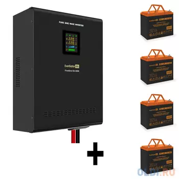 Комплект ИБП EX296004RUS + батарея 80Aч EX285654RUS 4шт (инвертор, синус, для котла, настенный) ExeGate FineSine SX-5000.LCD.AVR.2SH.T <5000VA/3500