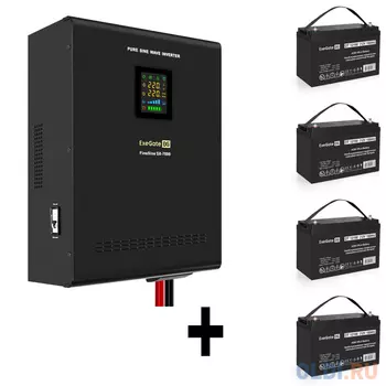 Комплект ИБП EX296005RUS + батарея 100Aч EX282985RUS 4шт (инвертор, синус, для котла, настенный) ExeGate FineSine SX-7000.LCD.AVR.2SH.T <7000VA/500