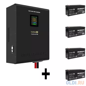 Комплект ИБП EX296005RUS + батарея 200Aч EX282991RUS 4шт (инвертор, синус, для котла, настенный) ExeGate FineSine SX-7000.LCD.AVR.2SH.T <7000VA/500
