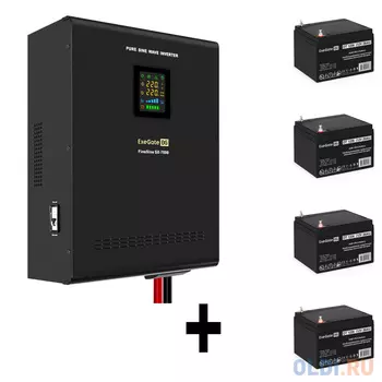 Комплект ИБП EX296005RUS + батарея 26Aч EX282970RUS 4шт (инвертор, синус, для котла, настенный) ExeGate FineSine SX-7000.LCD.AVR.2SH.T <7000VA/5000