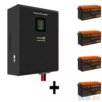 Комплект ИБП EX296005RUS + батарея 65Aч EX282982RUS 4шт (инвертор, синус, для котла, настенный) ExeGate FineSine SX-7000.LCD.AVR.2SH.T <7000VA/5000