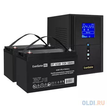 Комплект ИБП Exegate SineTower SZ-1000.LCD.AVR.2SH.1C13.USB 1000VA