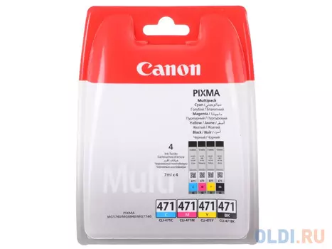 Картридж Canon CLI-471 BK/C/M/Y для MG5740 MG6840 цветной 0401C004