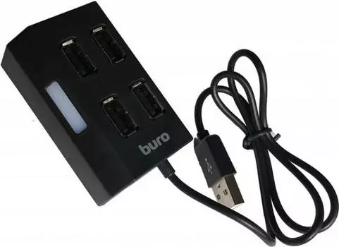 Концентратор USB 2.0 Buro BU-HUB4-U2.0 4 x USB 2.0 черный