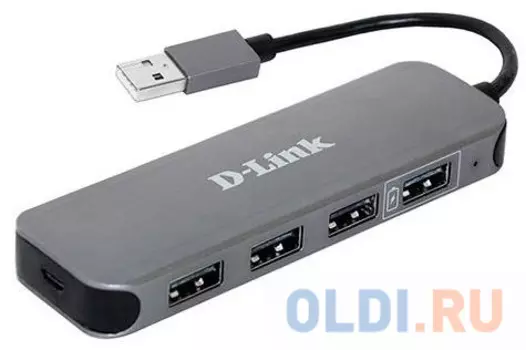 Концентратор USB 2.0 D-Link DUB-H4/D1A/E1A 4 x USB 2.0 черный