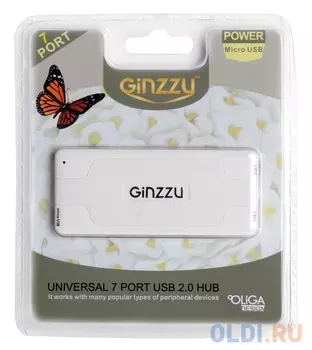 Концентратор USB 2.0 Ginzzu GR-415UW