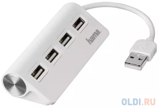 Концентратор USB 2.0 HAMA 00012178 4 x USB 2.0 белый