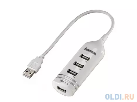 Концентратор USB 2.0 HAMA H-39788 4 x USB 2.0 белый