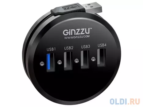 Концентратор USB 3.0/2.0 Ginzzu GR-314UB, 4 порта (1xUSB3.0+3xUSB2.0)