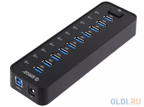 Концентратор USB Orico P10-U3 (черный) USB 3.0 x 10, адаптер питания