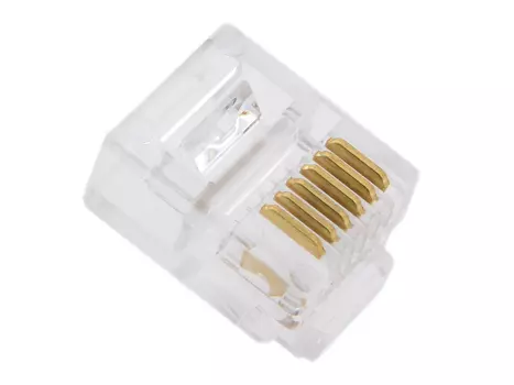 Коннекторы телефонные RJ-11 6P6C (6 мест, 6 контактов) VCOM VTE7717 ,100шт в пакете