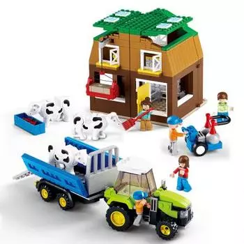 КОНСТРУКТОР ПЛАСТ. МОЛОЧНАЯ ФЕРМА С ФИГУРКАМИ, 512ДЕТ. В РУСС. КОР. 42*38*8СМ в кор.8шт