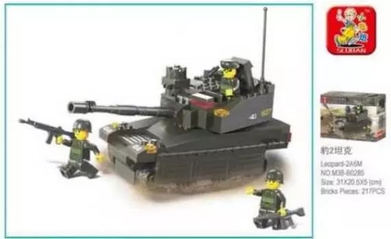 КОНСТРУКТОР ПЛАСТ. ТАНК С ФИГУРКАМИ, 224ДЕТ. В РУСС. КОР. 31*20*5СМ в кор.32шт