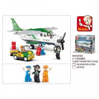 КОНСТРУКТОР ПЛАСТ. ТРАНСПОРТНЫЙ САМОЛЕТ С ФИГУРКАМИ, 251ДЕТ. В РУСС. КОР. 28,5*28,5*5,4СМ в кор.32шт