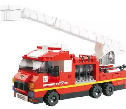 Конструктор SLUBAN "Пожарные спасатели" - Грузовик с выдвижной лестницей 267 элементов M38-B0221