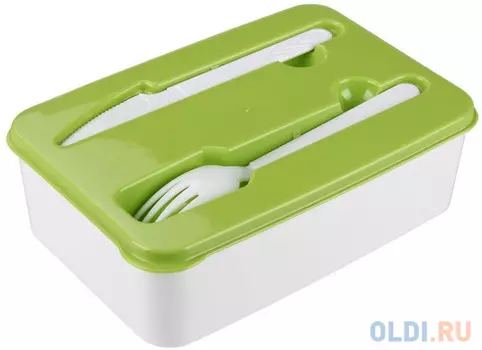 КОНТЕЙНЕР ДЛЯ ОБЕДА 227*155*70 ММ СО СТОЛОВ. ПРИБОРАМИ (1/17) "АЛЬТЕРНАТИВА" М5552