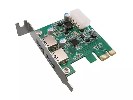 Контроллер ORIENT NC-3U2PELP, PCI-E USB 3.0 2ext port Low Profile, NEC D720200 chipset, разъем доп.питания, oem (PCI -- 6xCOM, Moschip 9865) OEM