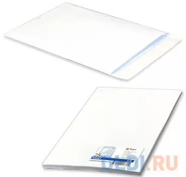 Конверт-пакет С4 плоский, комплект 25 шт., 229х324 мм, отрывная полоса, белый, на 90 листов, 124090.25