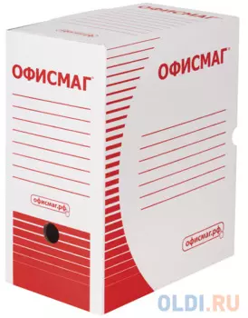 Короб архивный с клапаном, микрогофрокартон, 150 мм, до 1400 листов, плотный, белый, ОФИСМАГ, 123018