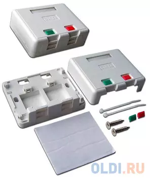 Коробка Lanmaster LAN-SA2/S-WH SA на 2 модуля keystone с защитными шторками