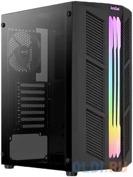 Корпус Aerocool Prime-G-Bk-v1 (2xUSB, 2xAudio, 0.5 мм, 120 мм FAN, подсветка, прозрачная стенка-закаленное стекло, ATX,