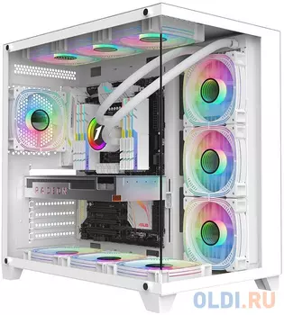 Корпус ATX 1stPlayer MEGAVIEW MV8-TP White Без БП белый