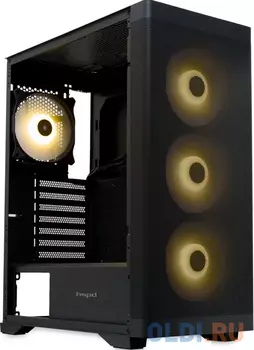 Корпус без блока питания/ HSPD M520, Mesh Mid Tower, Black, slide TG, 0.45 SPCC, 4x120mm ARGB ATX, mATX, mITX 160/330/184mm 2x2.5", -, 7xPCI 2xUS