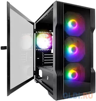 Корпус microATX 1stPlayer TRILOBITE T3-G Без БП чёрный