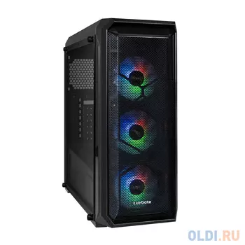Корпус Miditower ExeGate i3 NEO-EVO800 (ATX, EVO800RGB 12см, 2*USB+1*USB3.0, HD аудио, черный, 3 вент. 12см с RGB подсветкой, контроллер + ПДУ, ARGB M