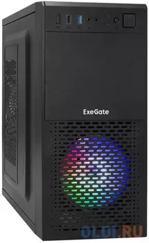 Корпус Minitower ExeGate mEVO-7807-NPX450 (mATX, БП 450NPX 12см, 1*USB+1*USB3.0, черный 1x12см с RGB подсветкой)