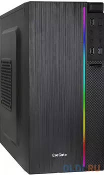 Корпус Minitower ExeGate mEVO-9302-NPX400 (mATX, БП 400NPX с вент. 12см, 2*USB+1*USB3.0, HD аудио, черный, с RGB подсветкой)