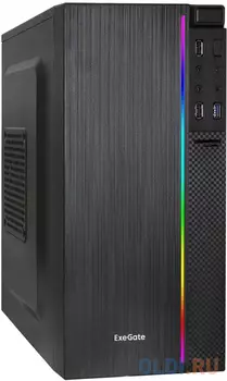 Корпус Minitower ExeGate mEVO-9302-NPX450 (mATX, БП 450NPX с вент. 12см, 2*USB+1*USB3.0, HD аудио, черный, с RGB подсветкой)