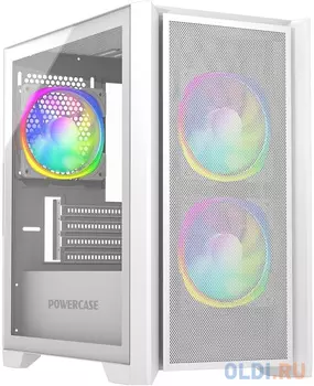 Корпус Powercase Alisio Micro Z3W ARGB, Tempered Glass, 3x 120mm ARGB fan, белый, mATX (CAMZW-A3)