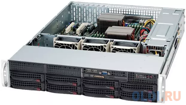 Корпус Supermicro CSE-825TQC-600LPB, Rackmount 2U, 8x3.5"Hot Plug/2x3.5"Cabled, 8-port SAS3 12Gbps backplane, Optical Drive slot, 3 FAN, 600W Fixed
