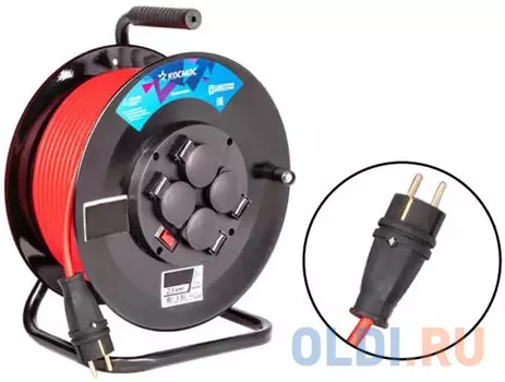 КОСМОС Удлинитель (катушка) 16А 4 гн ПВС 32,5 (50м) IP54 с заземлением УХз16 YKKsm50m-4g-Z(2,5)IP