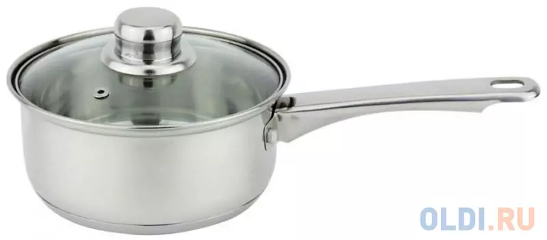 КОВШ НЕРЖАВ. "MEDIANO" 1,9 Л D=16 СМ КАПСУЛИР. ДНО, СТЕКЛ. КРЫШКА (1/8) "MALLONY"