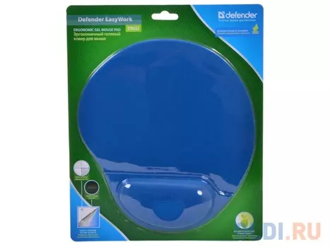 Коврик для мыши Defender гелевый Easy Work (синяя лайкра) нескользящ.основа,260х225х5мм