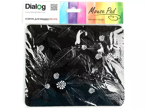 Коврик для мыши Dialog PM-H15 leafs черный с рисунком листья