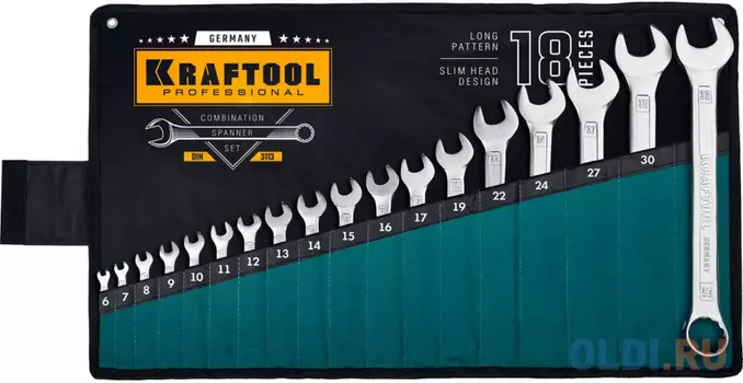 KRAFTOOL 18 шт, 6 - 32 мм, набор комбинированных гаечных ключей (27079-H18)
