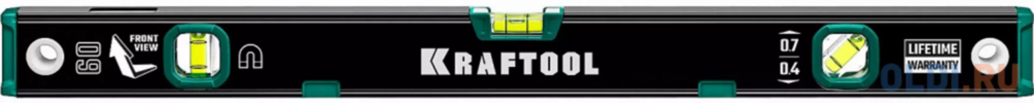 KRAFTOOL 600 мм, усиленный профиль, с зеркальным глазком, магнитный уровень (34785-60)