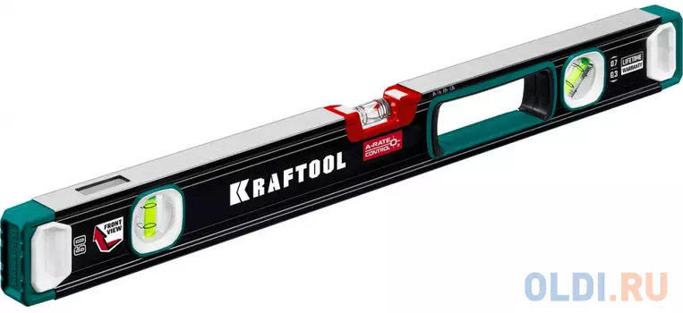 KRAFTOOL A-RATE CONTROL, 600 мм, точность 0.3 мм/м, с инновационным зеркальным глазком, сверхпрочный уровень (34986-60)